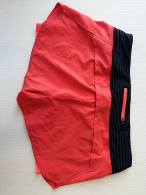 MPG Athletic Shorts Womens Large Orange Running Gym Lined/Layered Zip Pocket